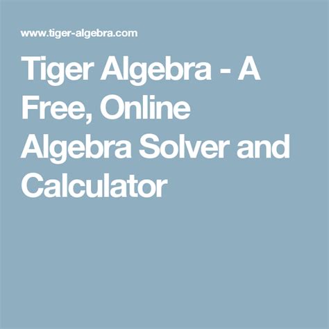 tiger algebra calculator